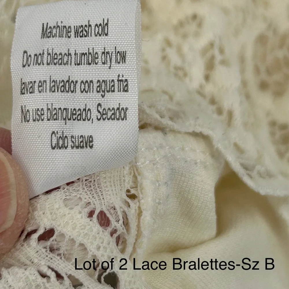 A Beautiful Soul‎ Lace Bralette Women B Blue White Floral Crop Boho Coquette 2PK